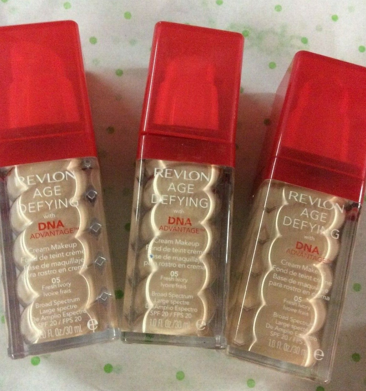 3 X Revlon Age Defying with DNA Advantage Makeup Foundation #05 Fresh Ivory NEW.