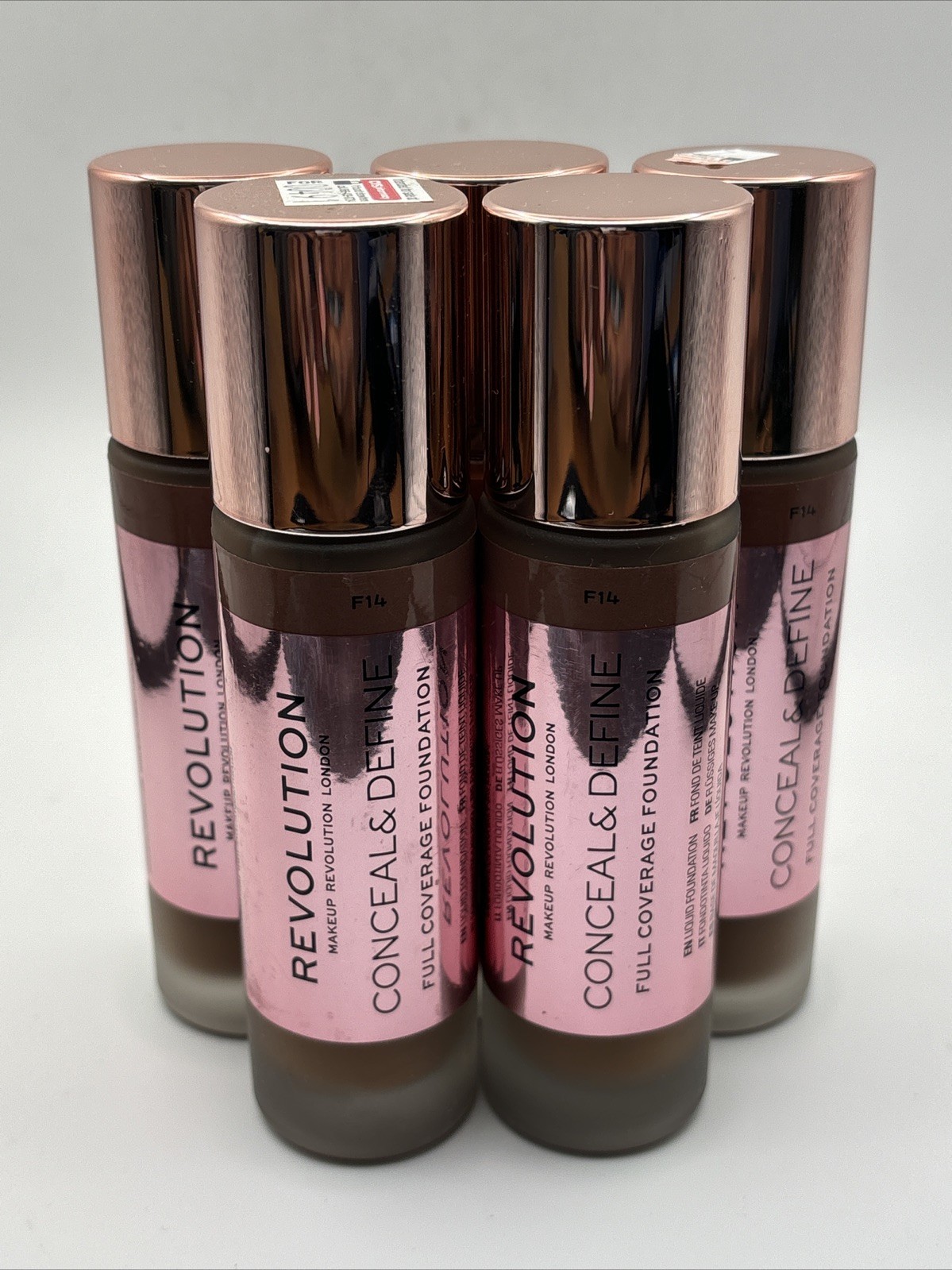 5 pack Makeup Revolution Conceal Define Cream Foundation Makeup #F14