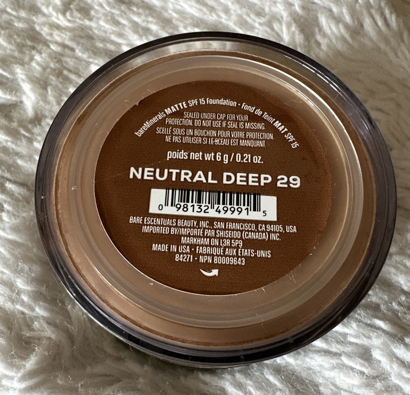 Bare Minerals~ Original Loose Powder Foundation ~#29 Neutral Deep ~ Spf 15 ~NWOB