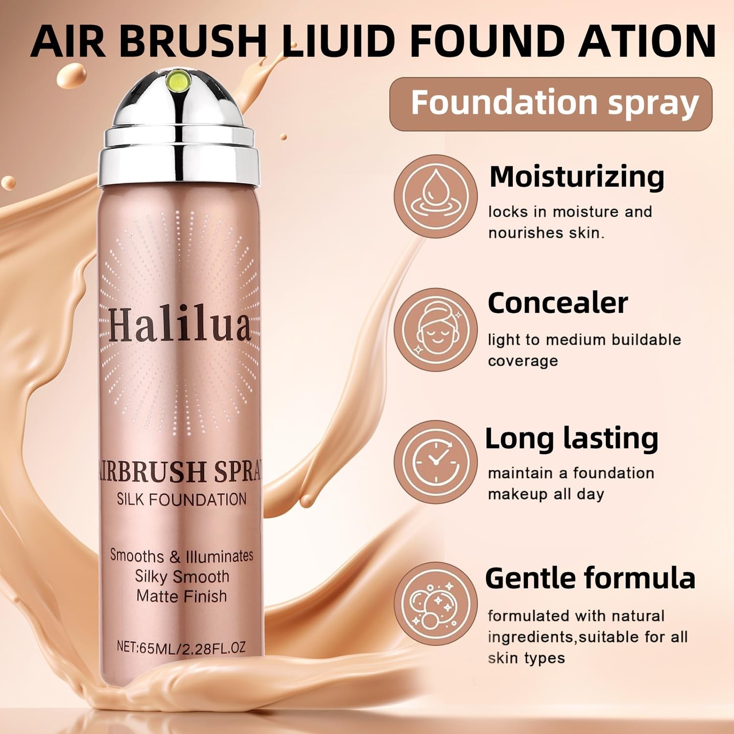 Airbrush Foundation Spray Full Coverage Hydrating Makeup Flawless Nude