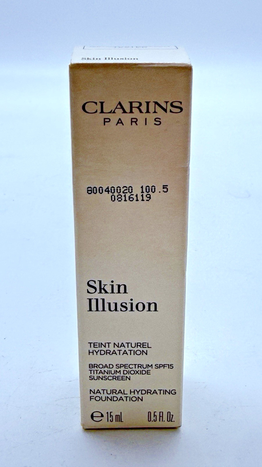 Clarins Skin Illusion Natural Hydrating Foundation – 100.5 Cream – 0.5 Oz New