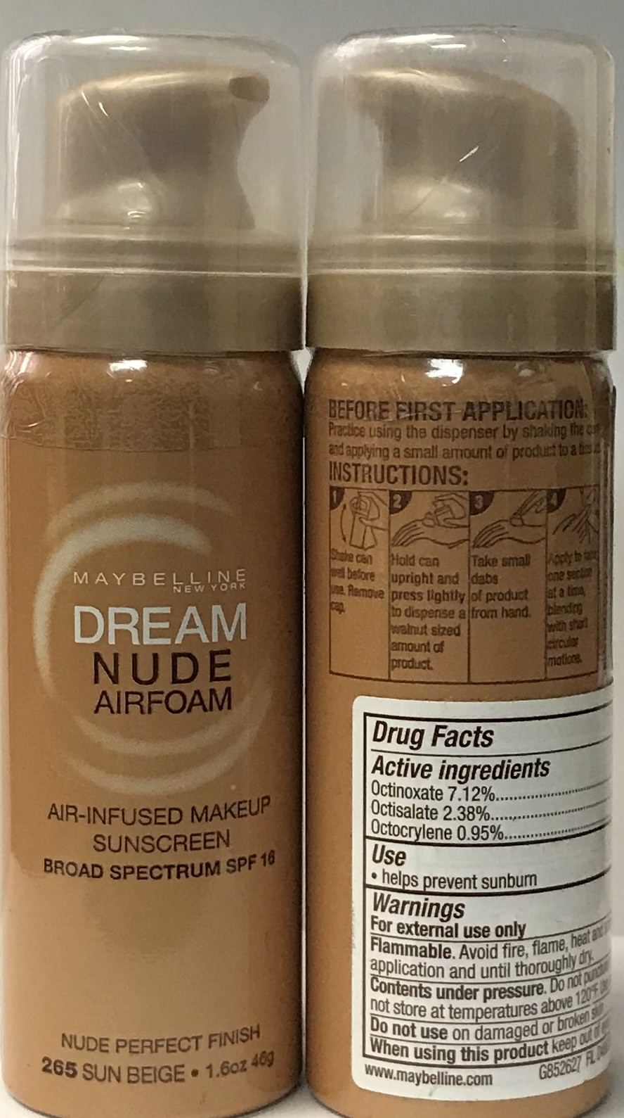 Lot of 6 Maybelline New York Dream Nude Airfoam Foundation, SUN BEIGE 1.6 Ounce