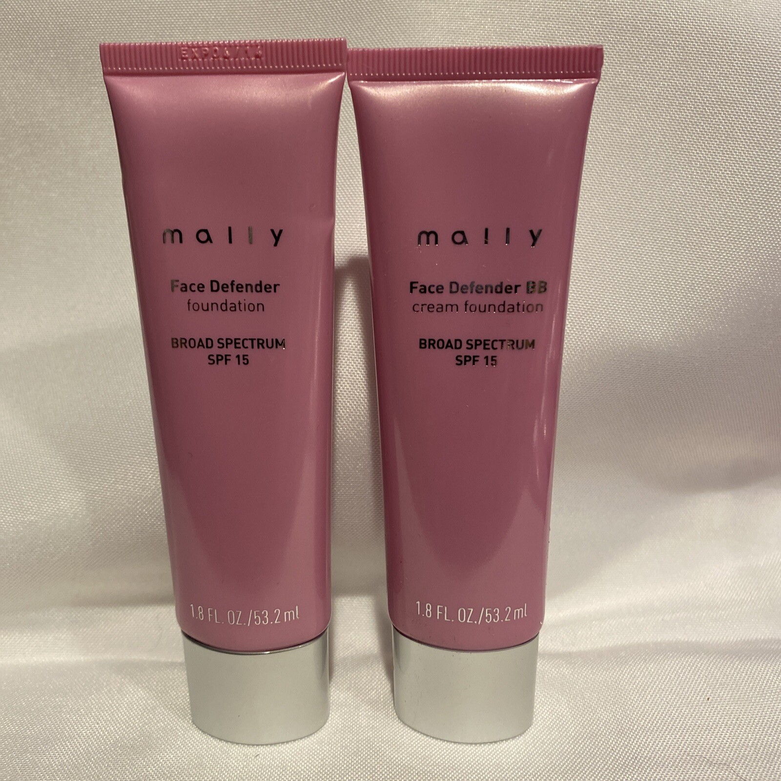 2 Pk Mally Face Defender Foundation SPF 15 Sunscreen MEDIUM 1.8 oz NWOB