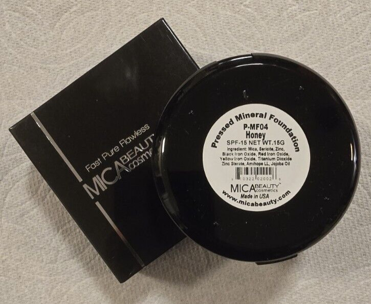 Mica Beauty Pressed Mineral Foundation P-MF04 HONEY 15g SPF-15 VEGAN – UNUSED!
