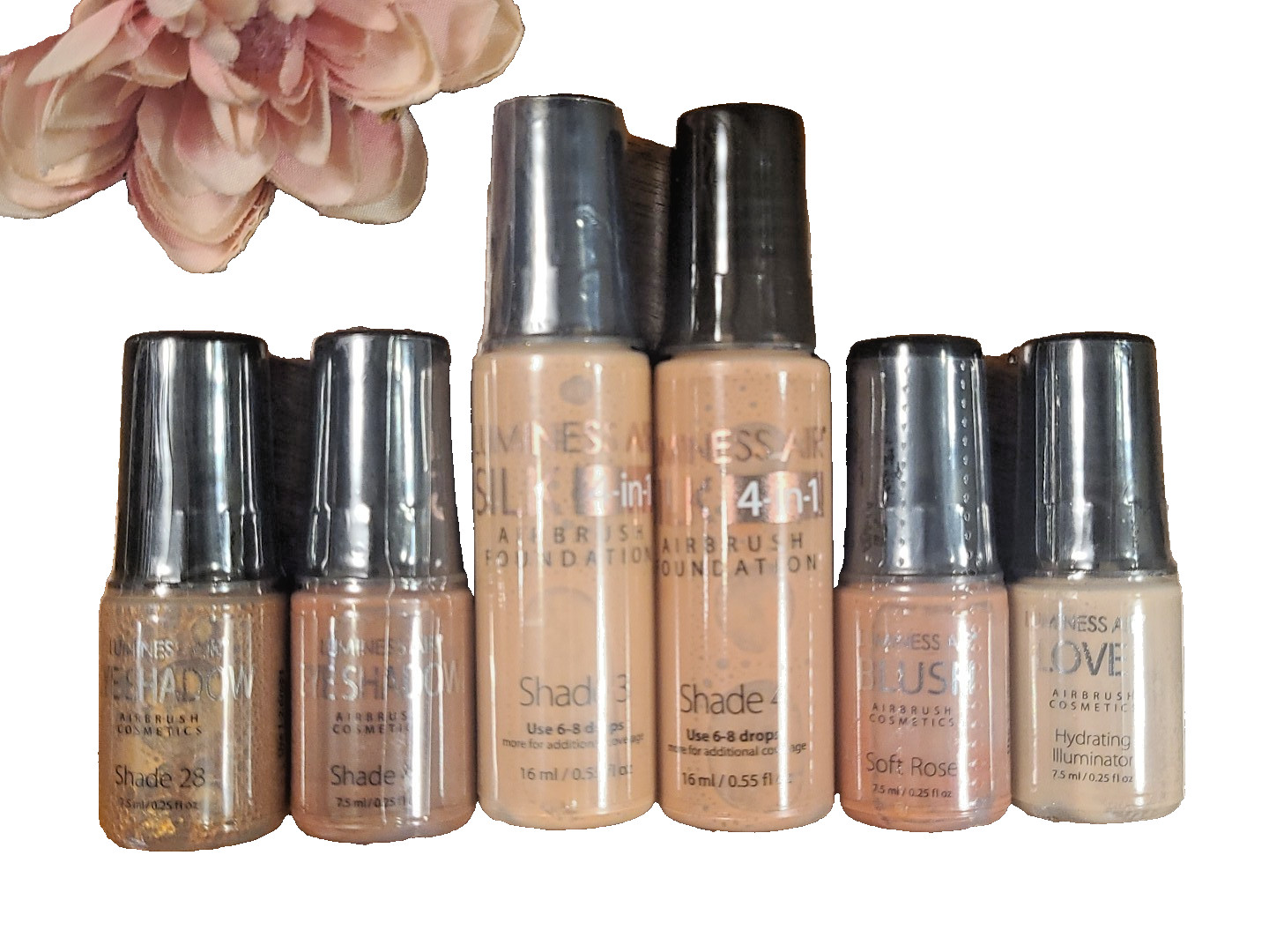 luminess airbrush makeup Silk 4 In 1 Shade~3 & 4 Blush~Soft Rose Love Eye 28 41