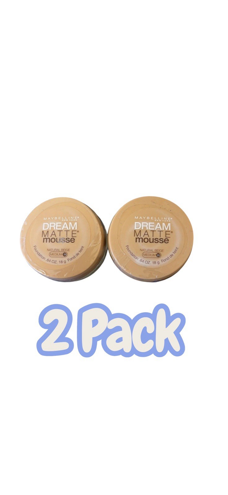 Maybelline NATURAL BEIGE Medium 2.5 Dream Matte Mouse Foundation 2 Pack