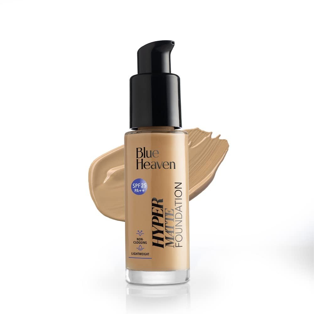 Blue Heaven Hyper Matte Foundation Caramel Dusky Golden Yellow, 30ml
