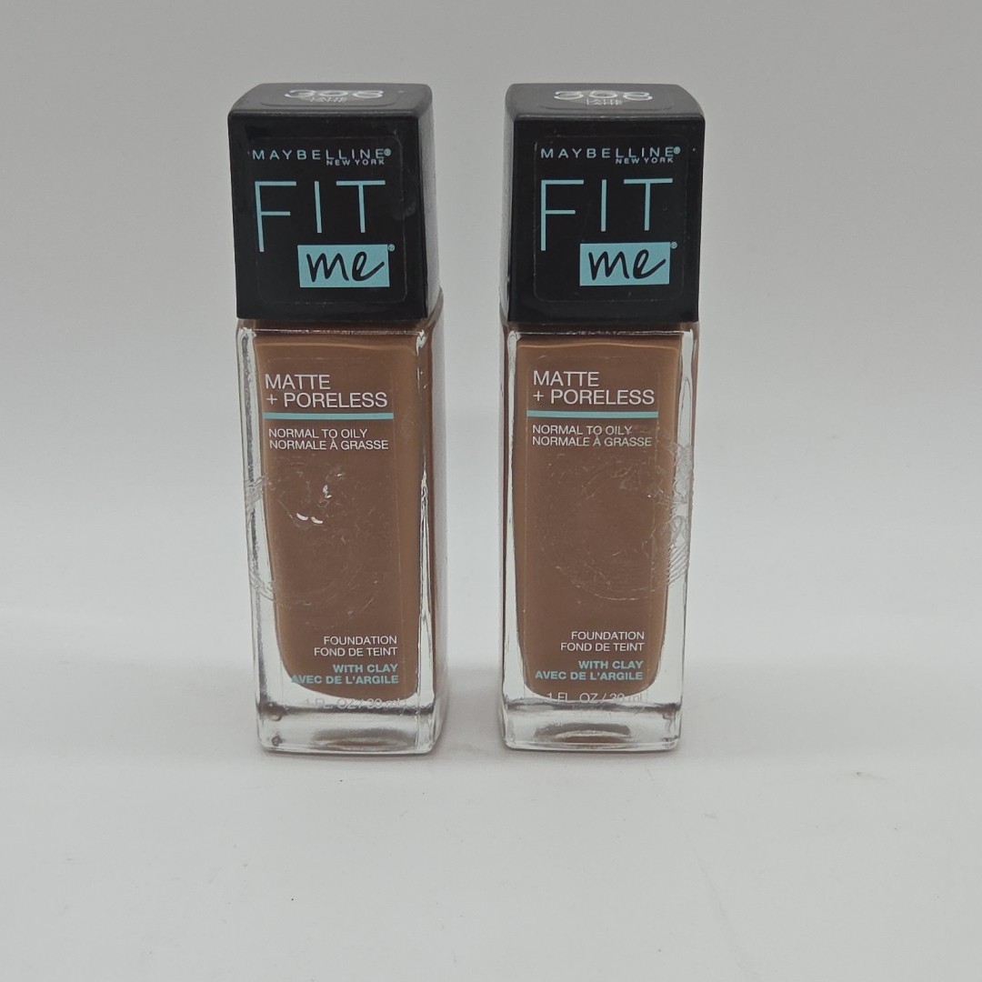 NEW Lot 2 Maybelline Fit Me Matte + Poreless Foundation 358 Latte Normal To Oily