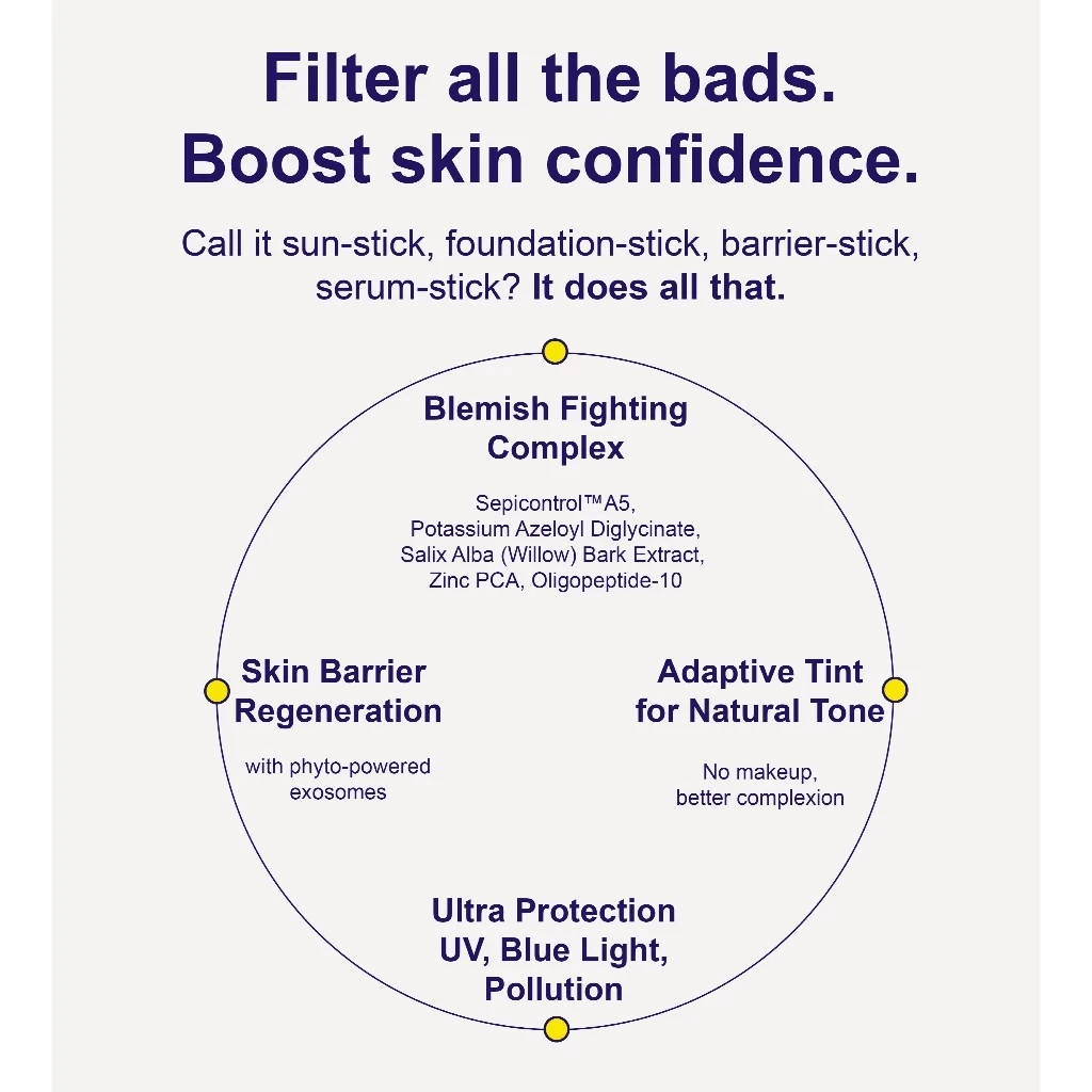 SKINMADE Skin Filter Balance Stick SPF50+ Tinted Sunscreen Oil Control Acne 15g