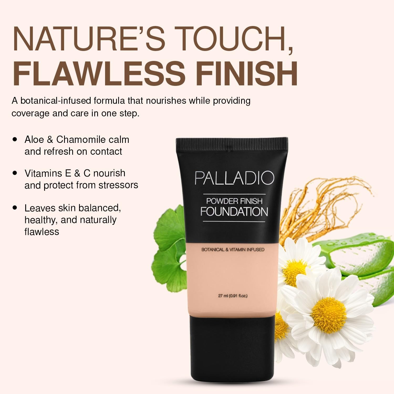Palladio Powder Finish Liquid Foundation, Hides Imperfections, All Day Wear