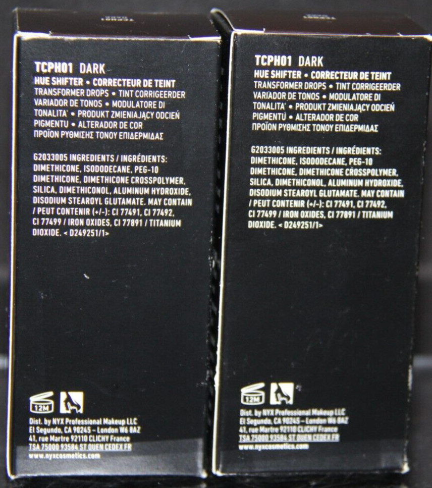 2 Bottles NYX PROFESSIONAL MAKEUP Total Control Pro Drop Hue Shifter TCPH01 Dark