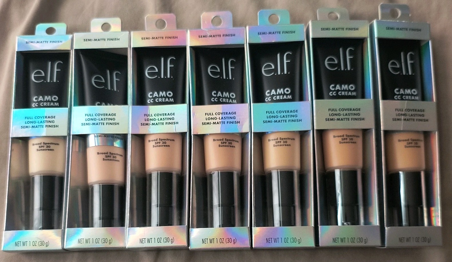 LOT OF 7- ELF CAMO CC CREAM 1oz EA *MUST SEE DESCRIPTION* Mix Shades