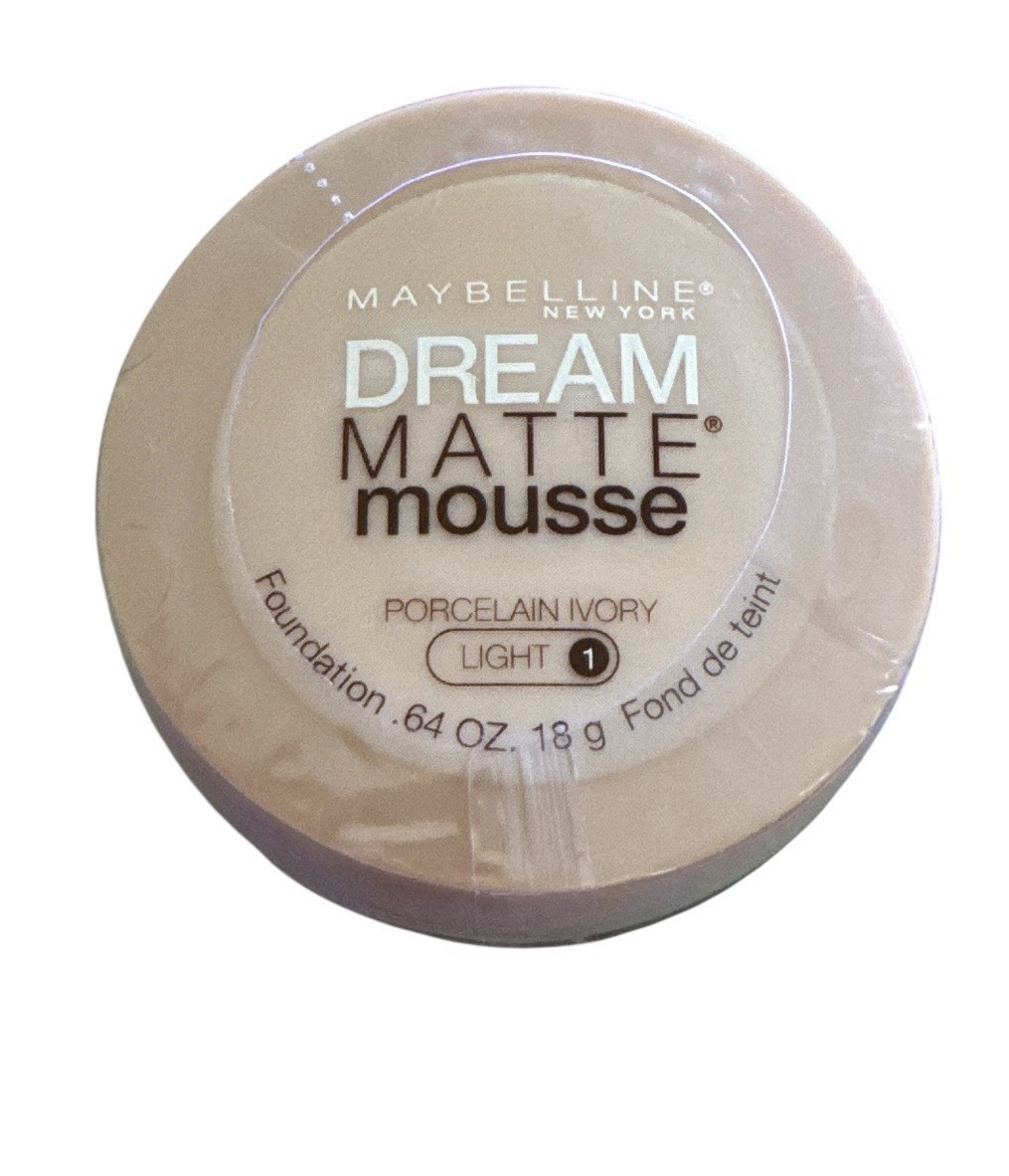 Maybelline Dream Matte Mousse Foundation Porcelain Ivory Light 1 New .64oz