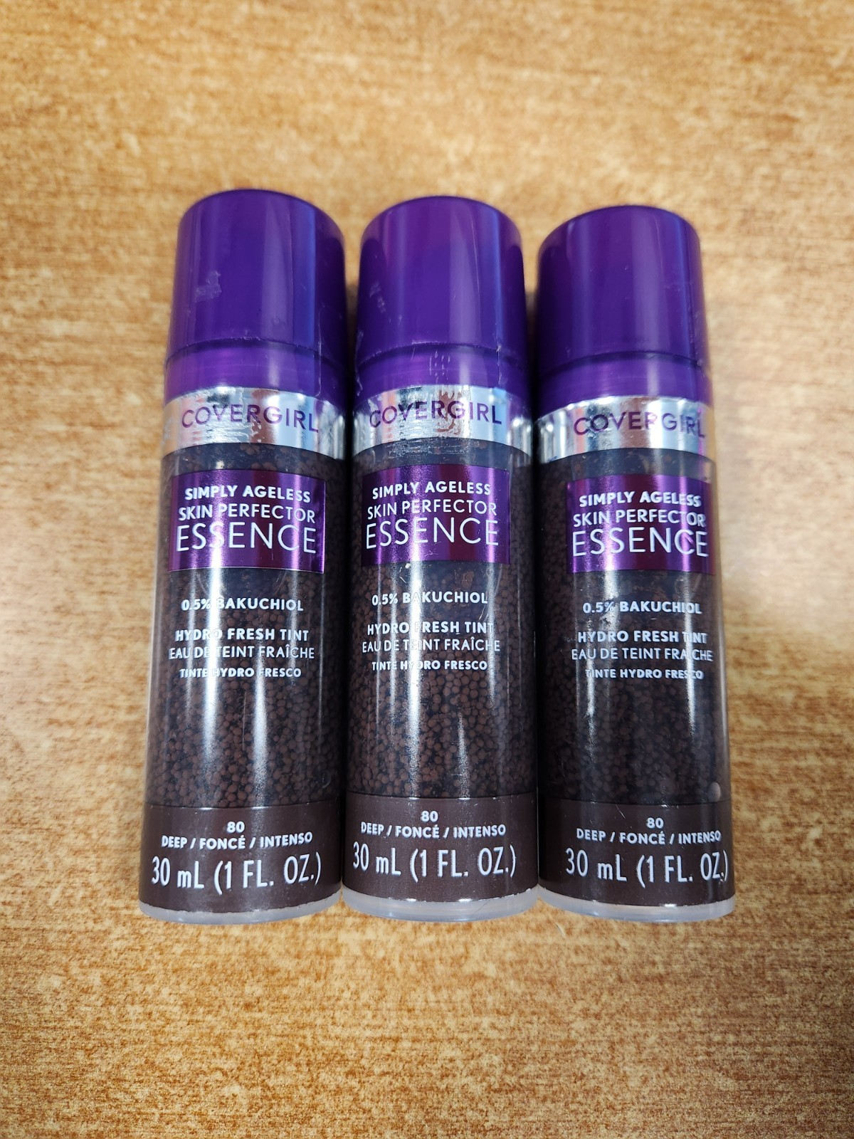 3 Pk: Covergirl Simply Ageless Skin Perfector Essence Foundation-Deep (2573) W1D