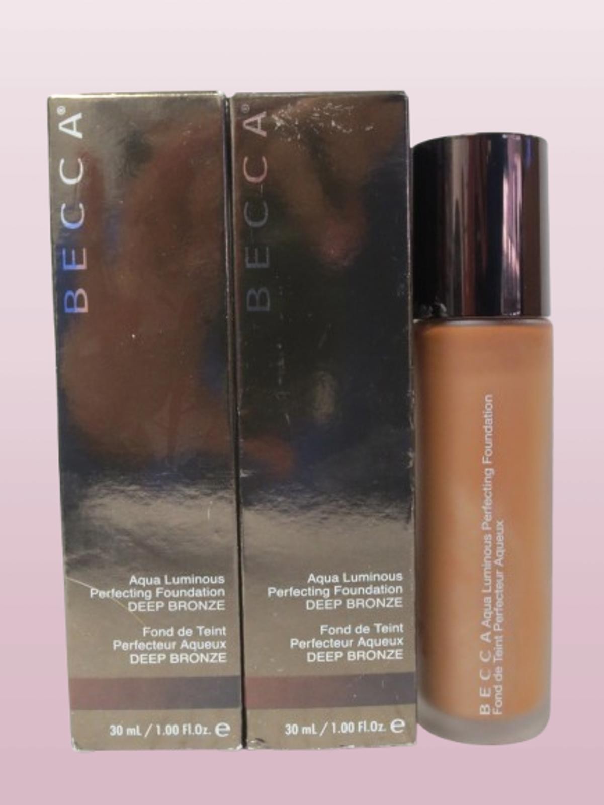BECCA AQUA LUMINOUS PERFECTING FOUNDATION DEEP BRONZE 1 OZ NWB LOT OF 2