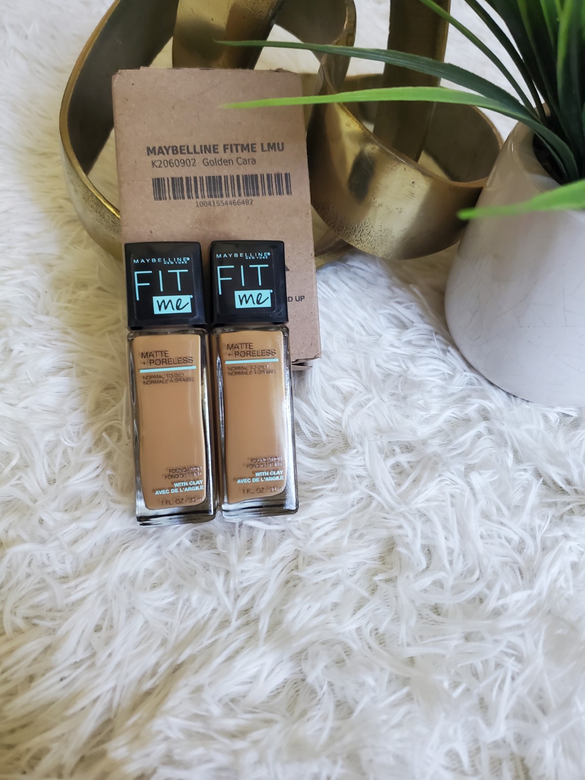 2 PACK Maybelline Fit Me Foundation Matte + Poreless Shade 332 Golden Caramel