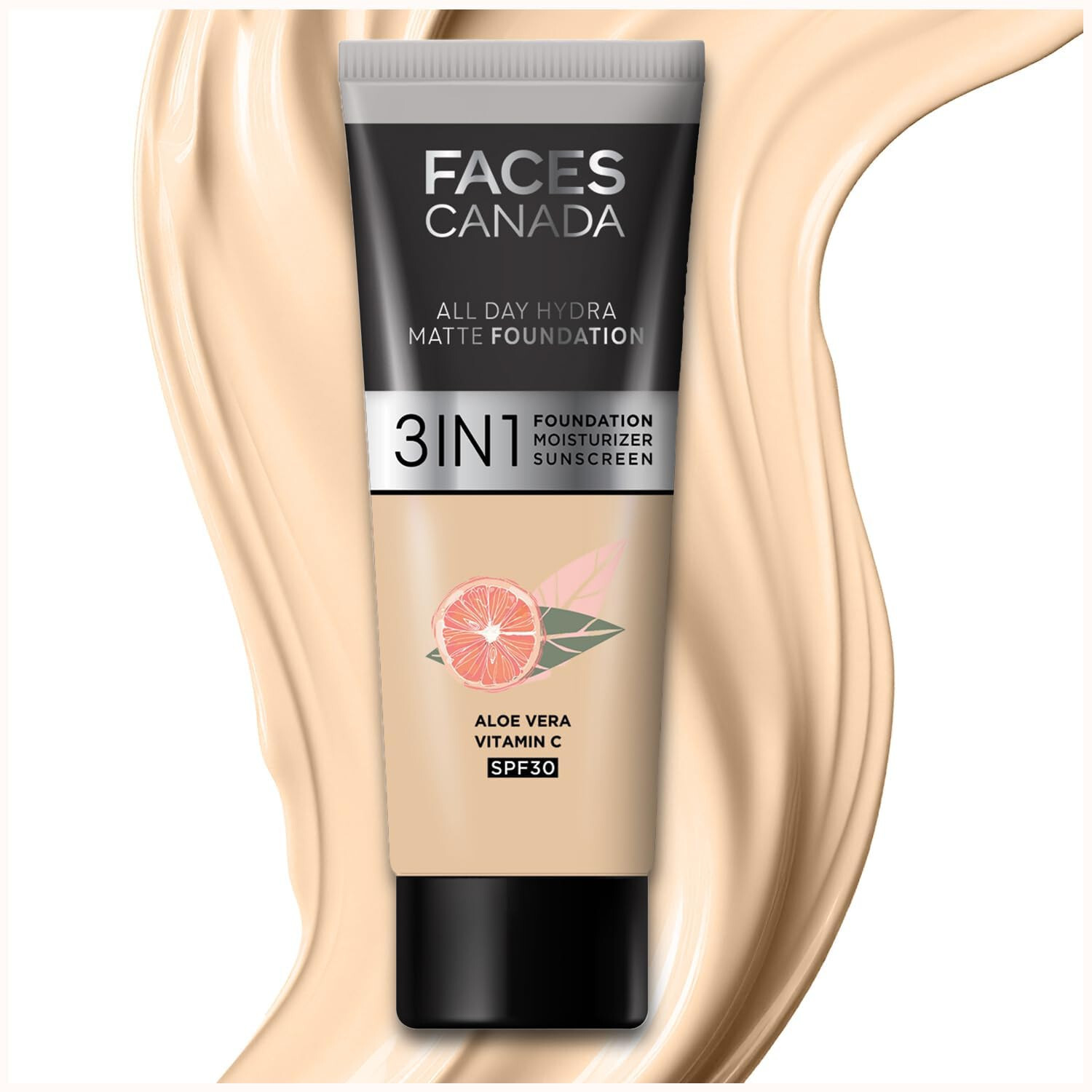 FACESCANADA All Day Hydra Matte Cream Foundation-Mini|3-In-1 SPF 30, 15Ml