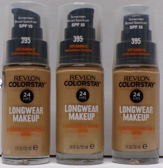 Lot of 3 Revlon Colorstay Longwear Makeup 24 Hrs Foundation 395 Deep Honey 1.0