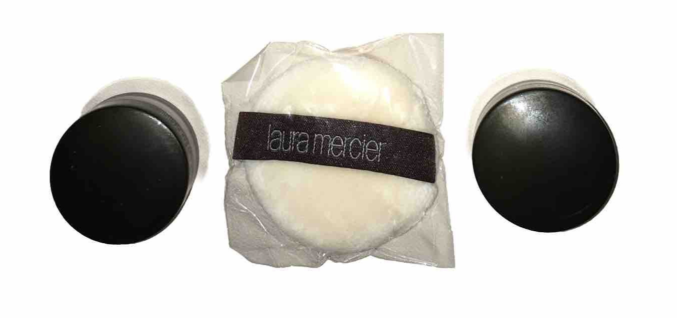 2x Laura Mercier Translucent Loose Setting Powder – Travel Size 0.03 oz + Pouf