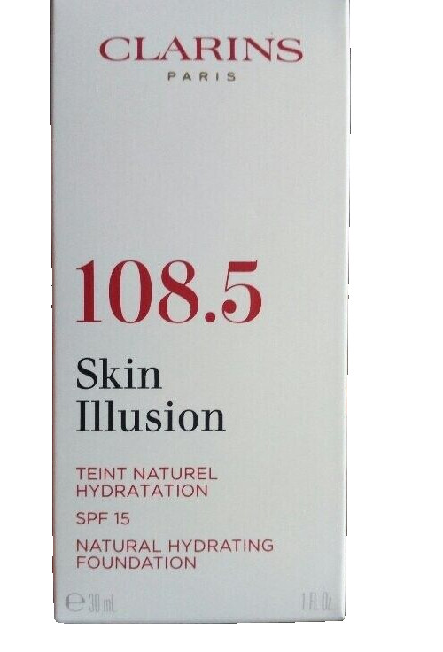 Clarins Skin Illusion Natural Hydrating Foundation #108.5 CASHEW, 1 Oz NIB