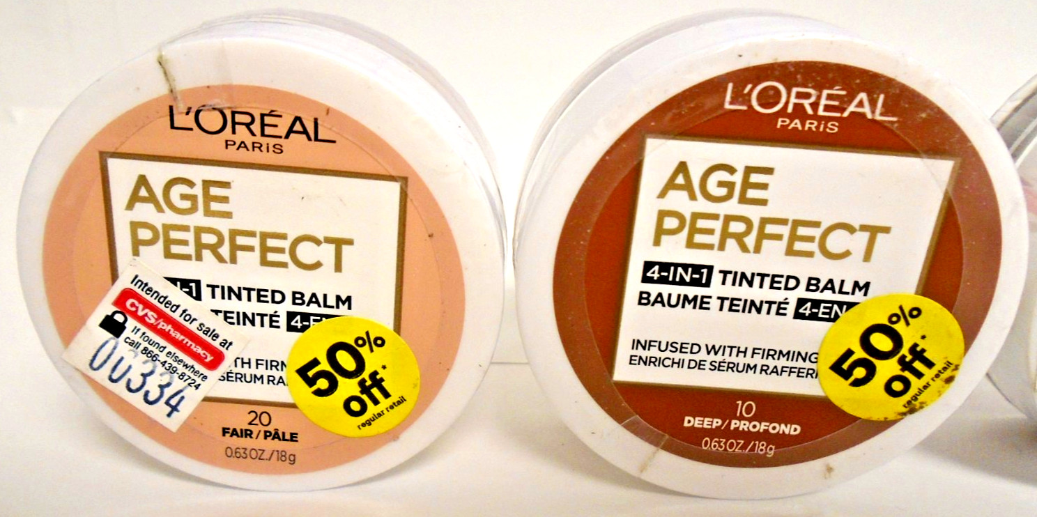 4 Jars L’Oreal Paris Age Perfect 4-in-1 Tinted Balm 20 Fair, 20 Deep, 10 Deep