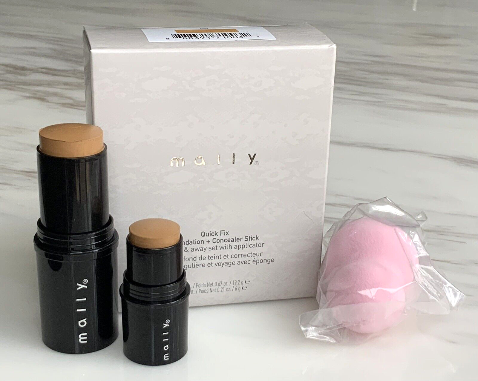MALLY Quick Fix Foundation & Concealer Stick ~ Tan ~ Full Size + Travel Size NEW