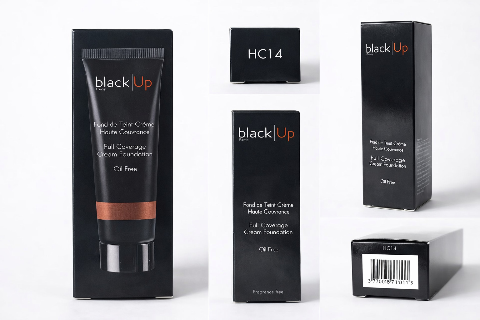 Black Up Paris Full Coverage Cream Foundation Oil Free Shade HC14 New