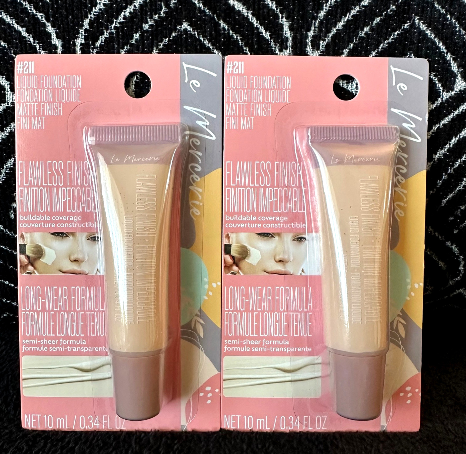 🌺2pk LE MERCERIE FLAWLESS FINISH LIGHT PORCELAIN #211 MATTE LIQIUD FOUNDATION