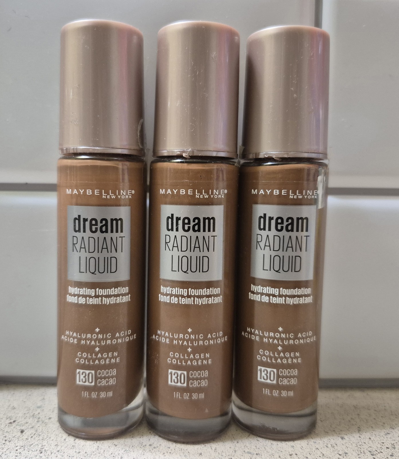 3 Pack Maybelline Dream Radiant Liquid Hydrating Foundation – Cocoa 130 – 1oz