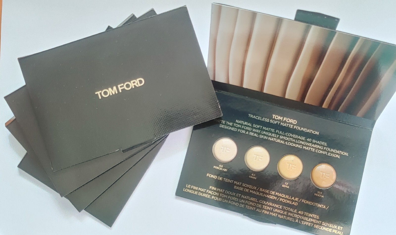 5 TOM FORD Traceless Matte Foundation Porcelain * Fawn * Sepia * Mocha Samples