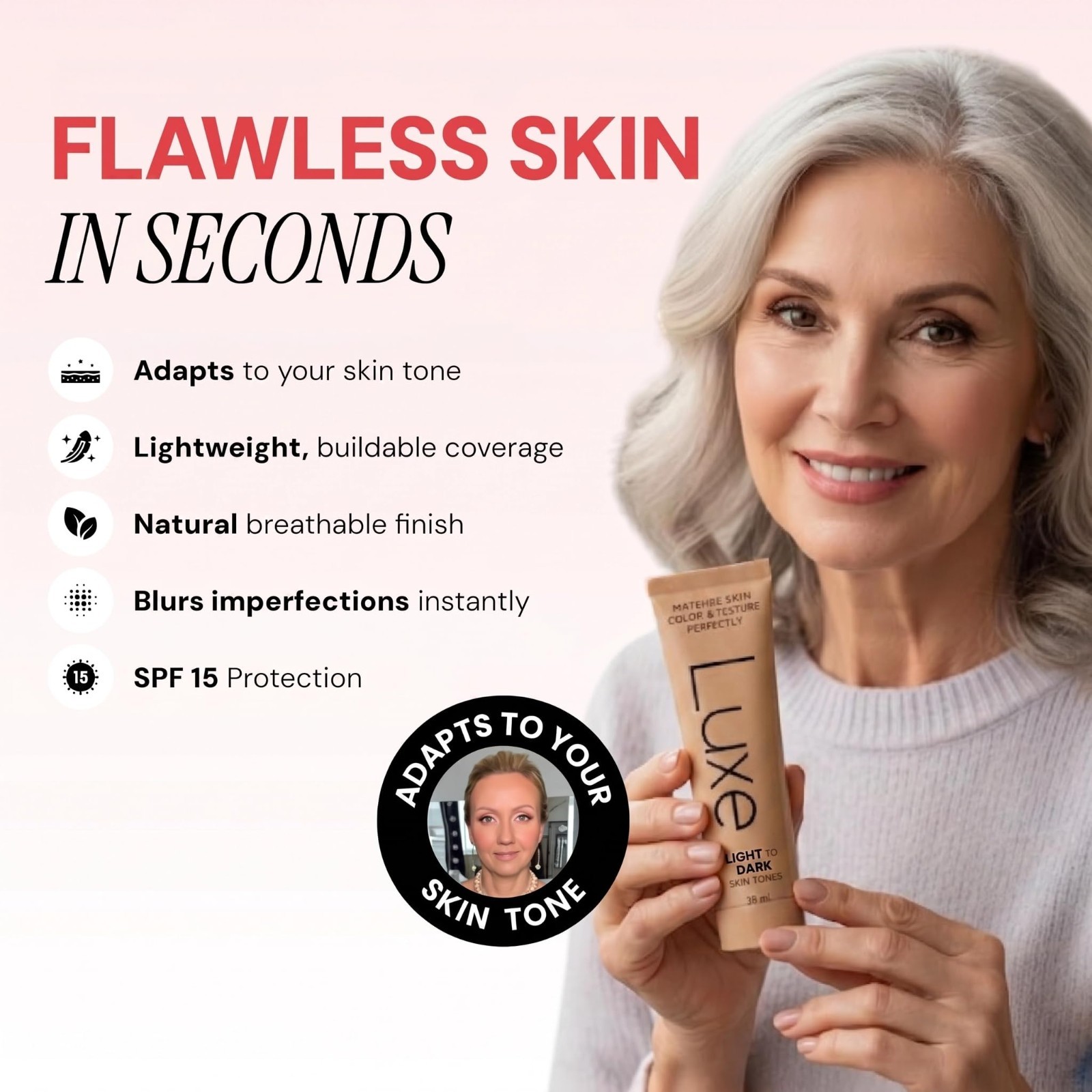 Color Changing Foundation – Medium Shade, Flawless Finish, Long-Lasting Makeup