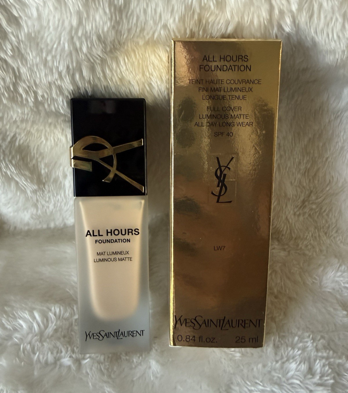 Yves Saint Laurent All Hours Liquid Foundation – LW7 – SPF 40 – 0.84 fl oz
