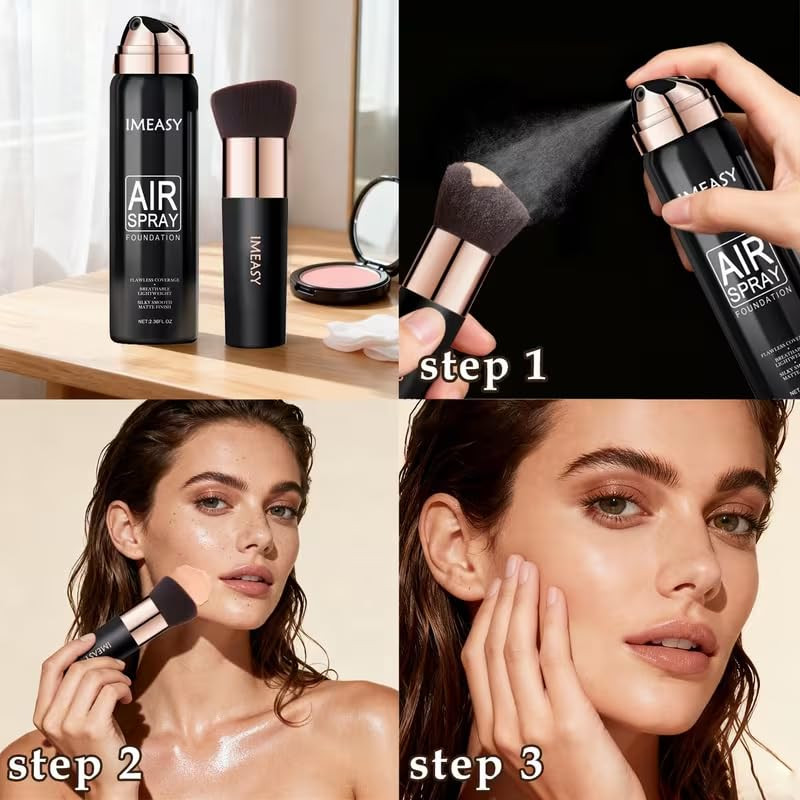 Airbrush Makeup Foundation Spray, Flawless Full Coverage Foundation, Long-Lastin