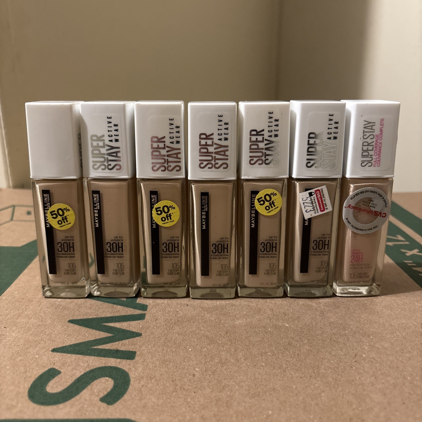 (7) Maybelline SuperStay 24hr Full Coverage Foundation 105 Fair Ivory
