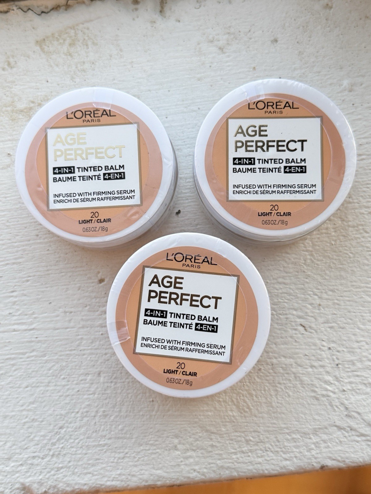 3 PACK L’Oreal Paris Age Perfect 4-in-1 Tinted Balm LIGHT 20