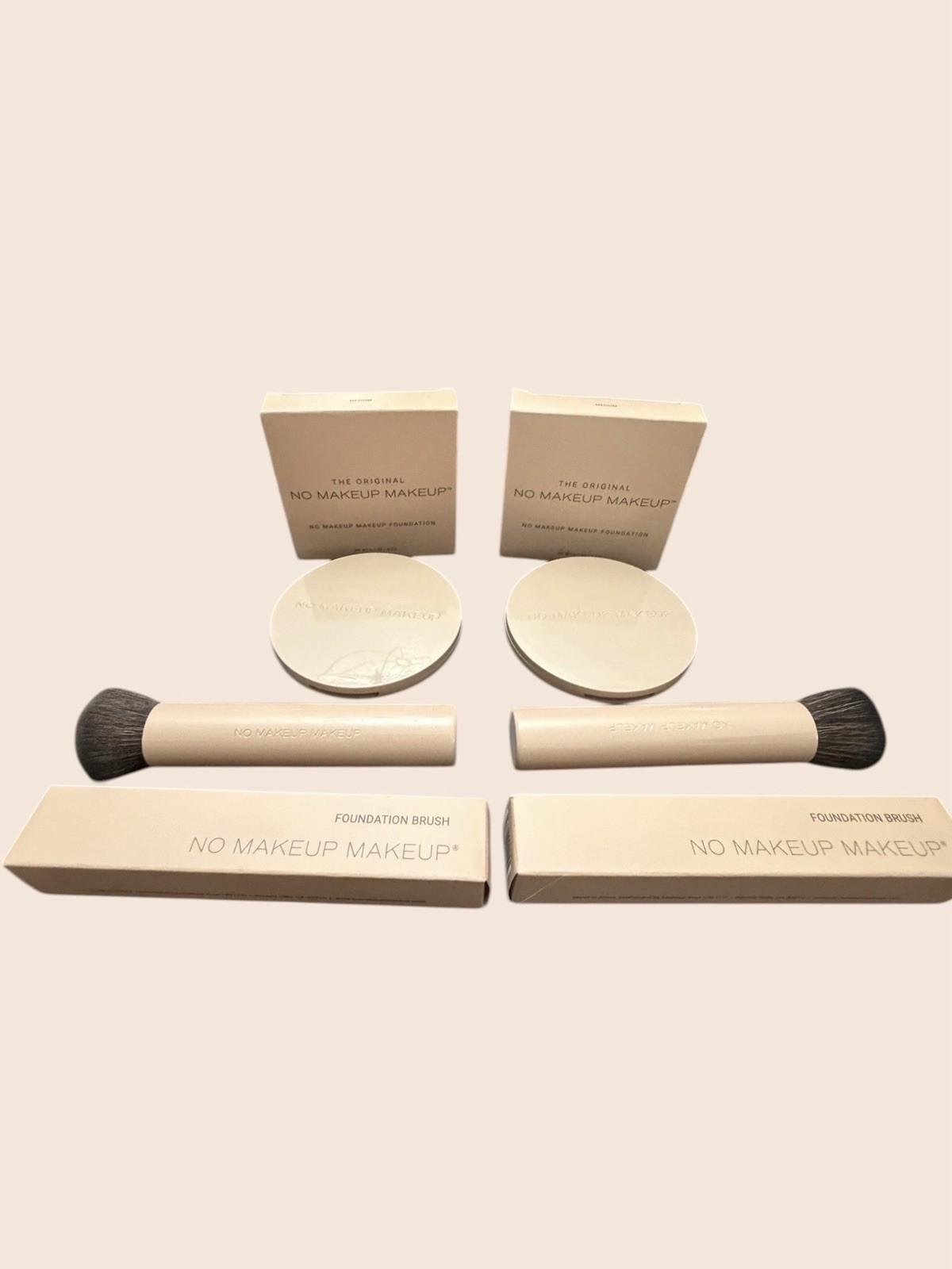 The Original No Makeup Makeup NATURAL cream LOT x2 Foundation Brushes Damaged