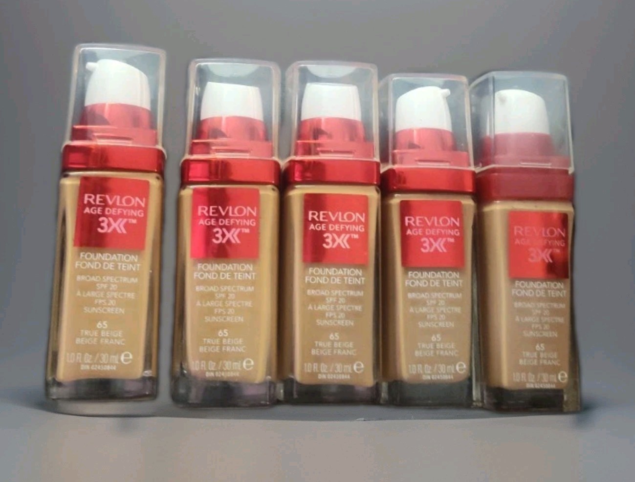 5 PACK Revlon Age Defying 3X Liquid Foundation 65 True Beige 1 oz. – New