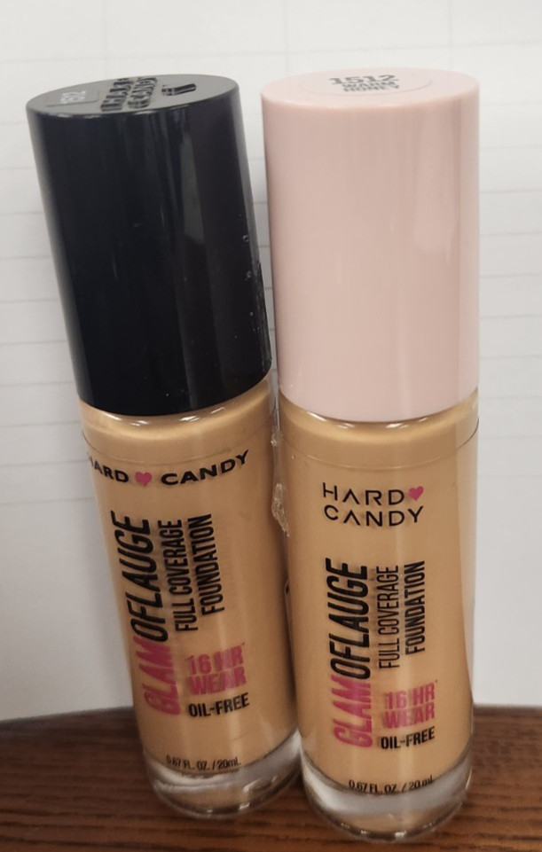 2PC HARD CANDY GLAMOFLAUGE FULL COVERAGE FOUNDATION 1512 WARM HONEY*READ DES*