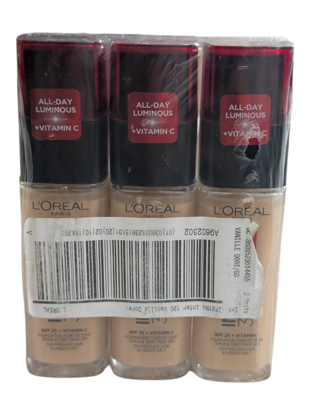 L’Oreal Infallible 32HR FreshWear Foundation120 Vanilla 1oz/30ml Pack of 3