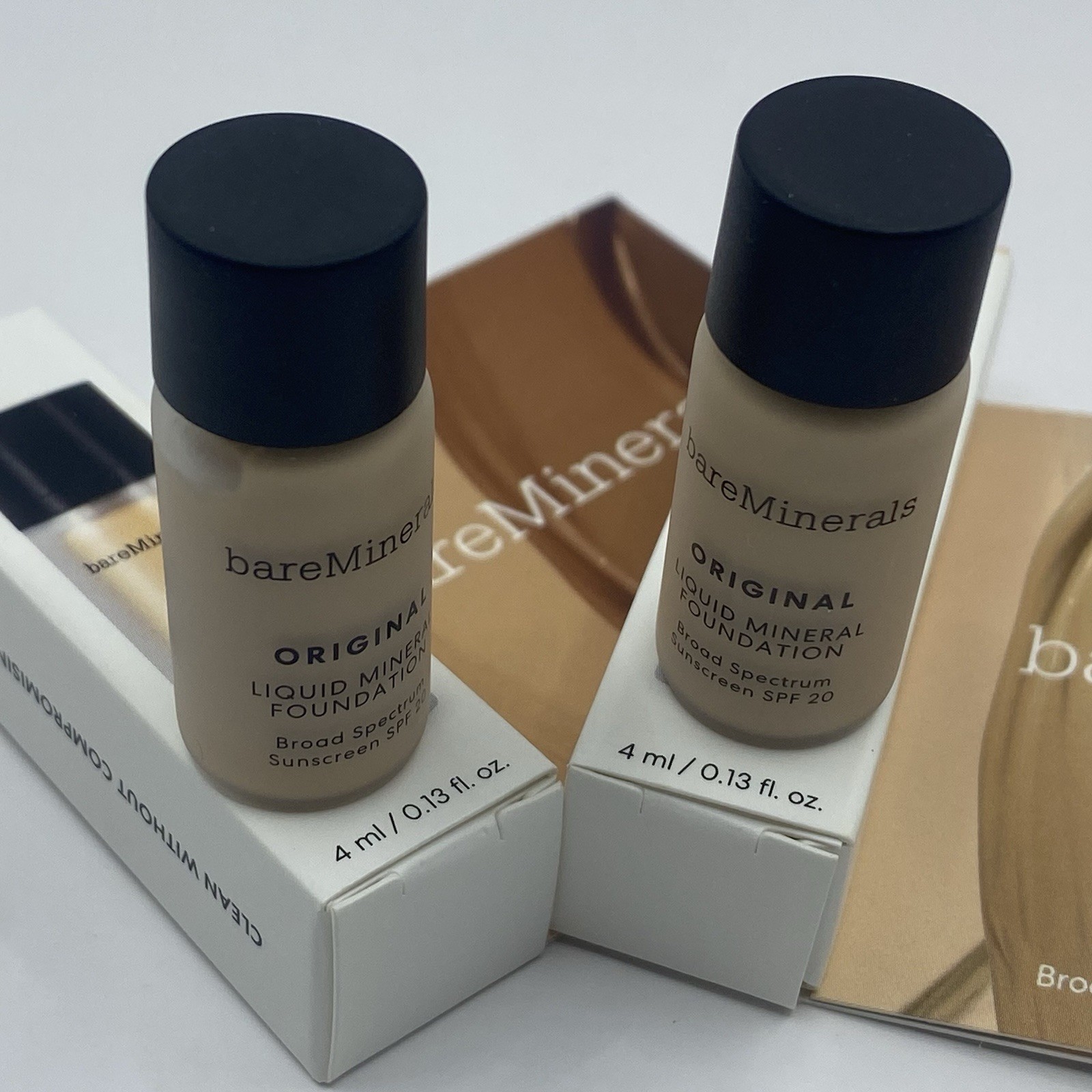 2x Bareminerals Original Fairly Light 03 Liquid Mineral Foundation 4ml Each