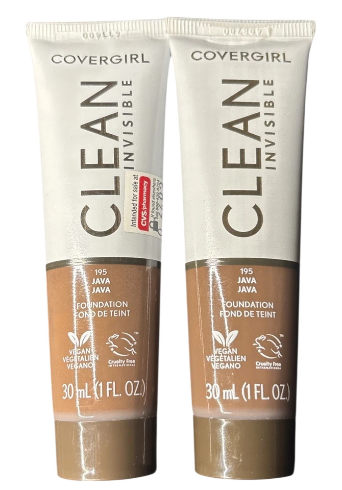 Covergirl 2-Pack Clean Invisible Foundation Makeup 195 Java 1 fl oz