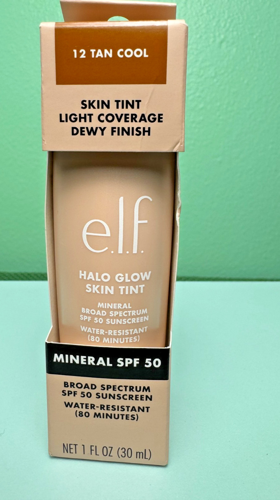 NEW e.l.f. Halo Glow Skin Tint 12 TAN COOL SPF 50, Vegan & Cruelty-Free sunblock