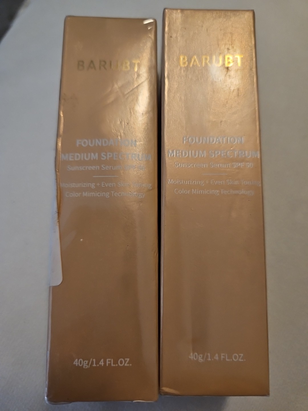 Lot of 2 Barubt Foundation Medium Spectrum Sunscreen Serum SPF 50 1.4 fl. oz. FS