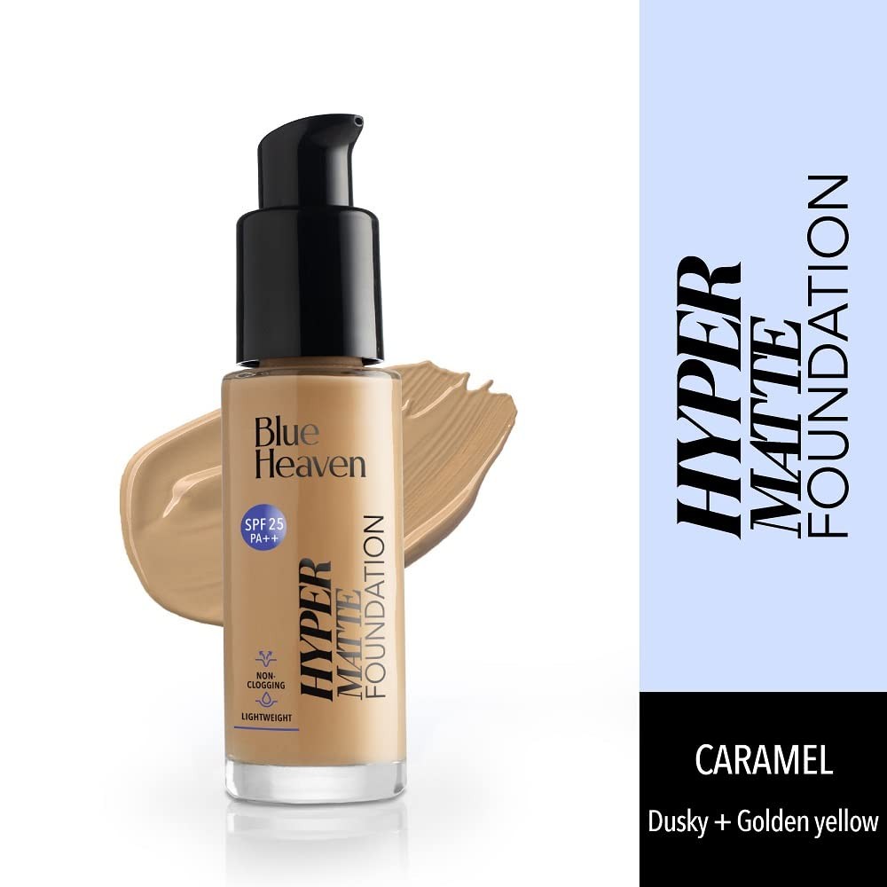 Blue Heaven Hyper Matte Foundation Caramel Dusky Golden Yellow, 30ml