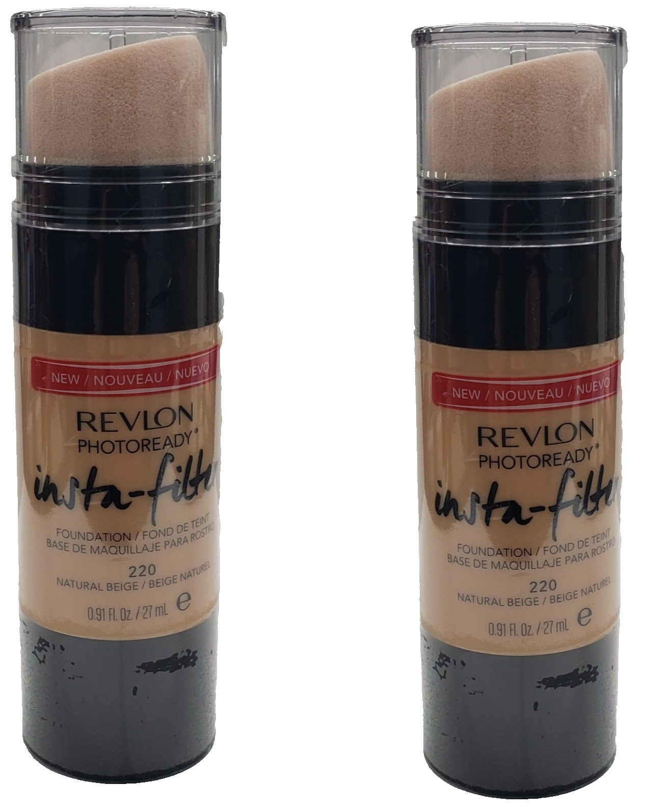 PACK OF 2 NEW Revlon PhotoReady Insta-Filter Foundation-220 NATURAL BEIGE