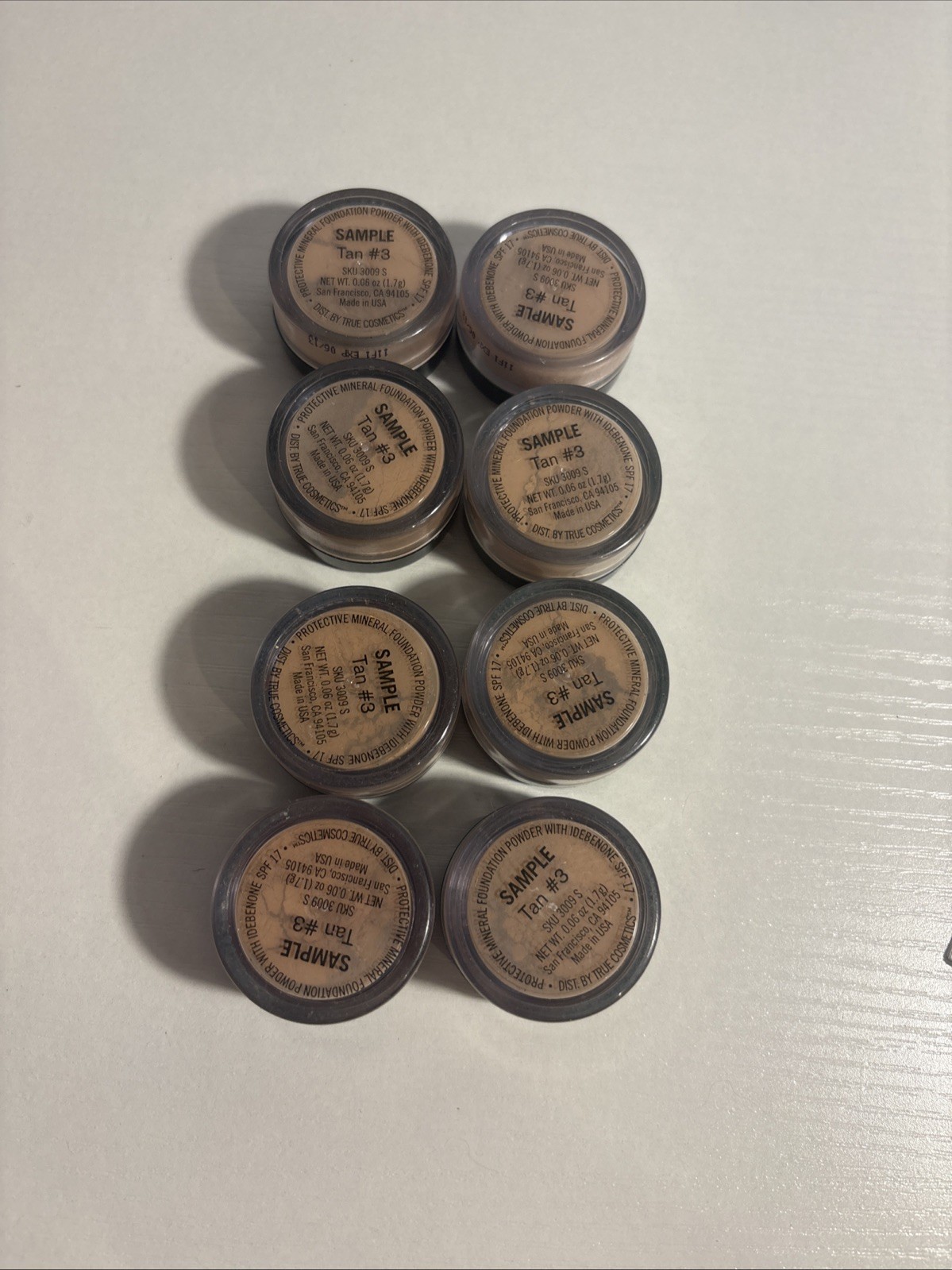 8-True Cosmetics Protective Mineral Foundation Powder Tan 3- 1.7g/0.06oz..