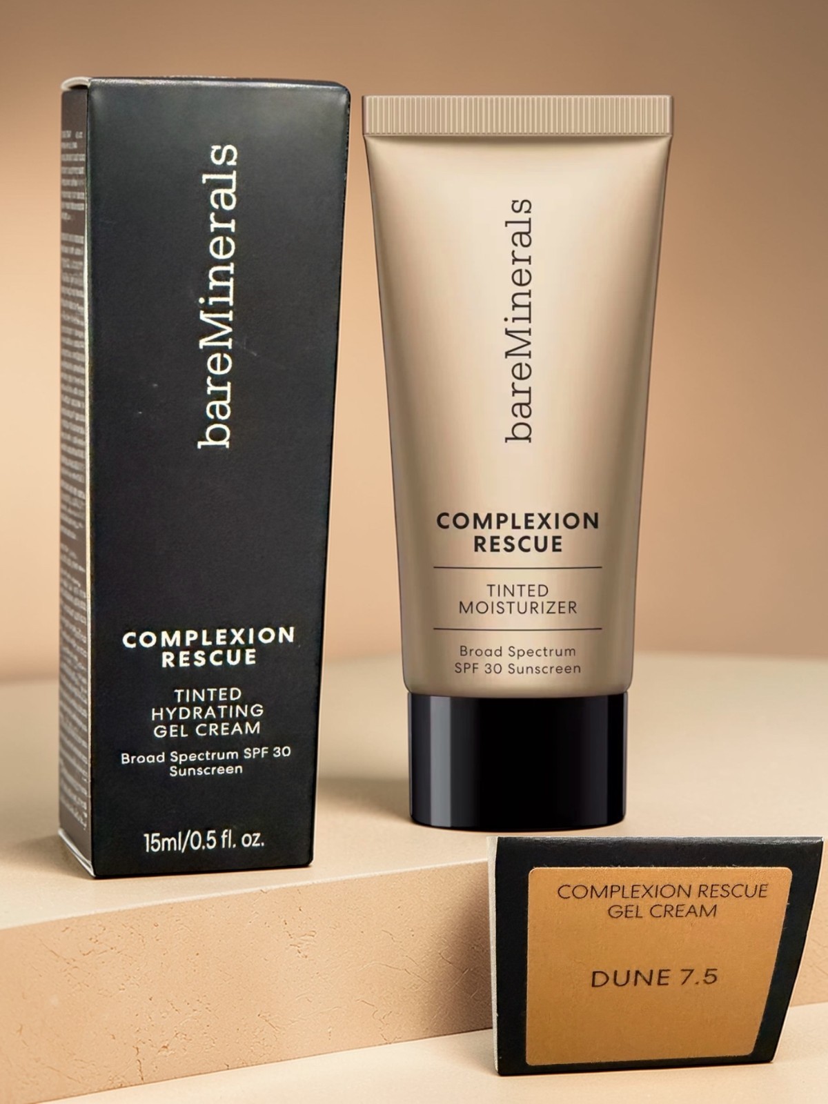 NIB bareMinerals Complexion Rescue Tinted Gel Moisturizer 0.5 oz 15 mL DUNE #7.5
