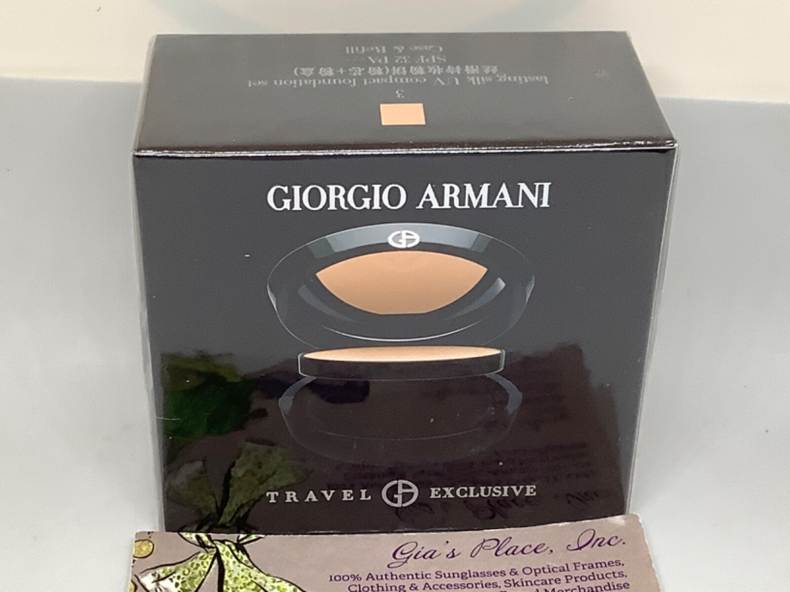 GIORGIO ARMANI LASTING SILK UV COMPACT FOUNDATION SET #3 .31oz CASE+REFILL SPF32
