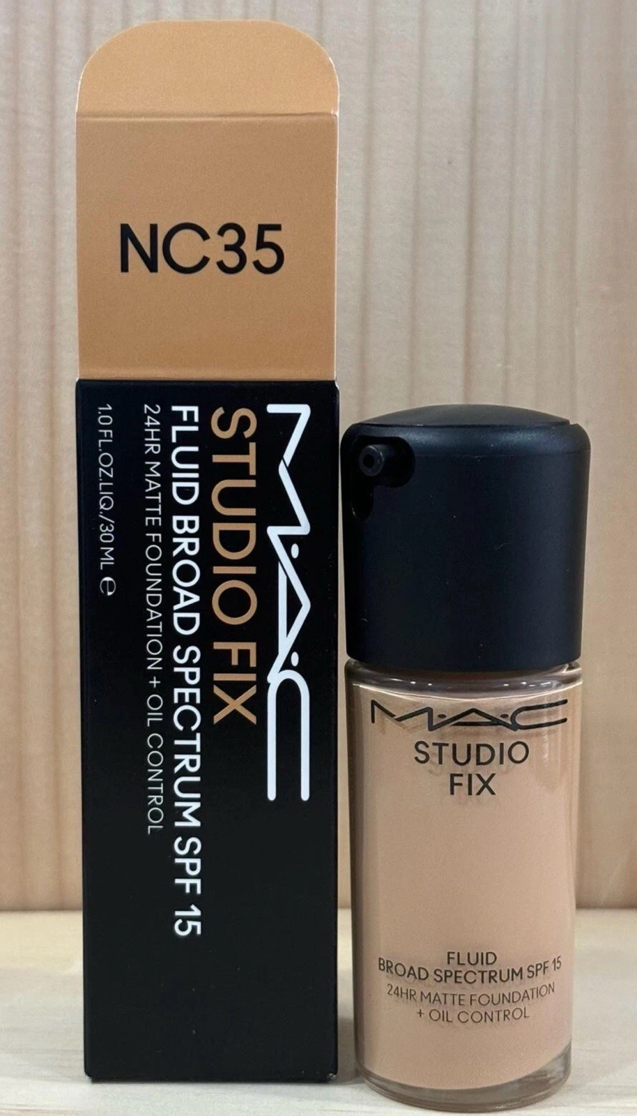 MAC Studio Fix Fluid SPF15 24HR Matte Foundation Oil Control Shade NC35 1oz/30ml