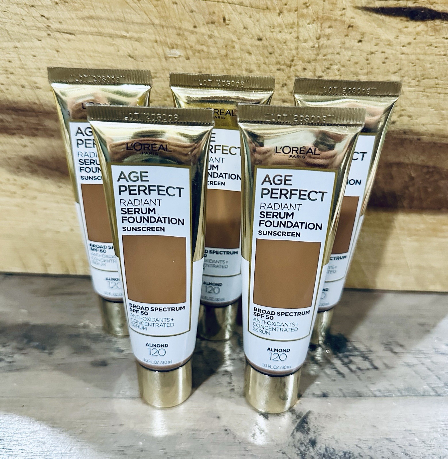 5x L’oreal Age Perfect Radiant Serum Foundation Sunscreen SPF 50 120 Almond 1oz